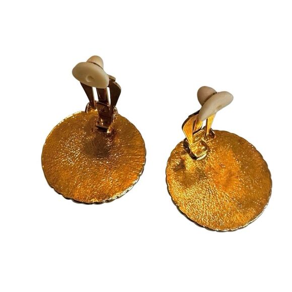 Birch Hill Gold-Tone Clip-On Earrings with White Domes - Picture 5 of 6